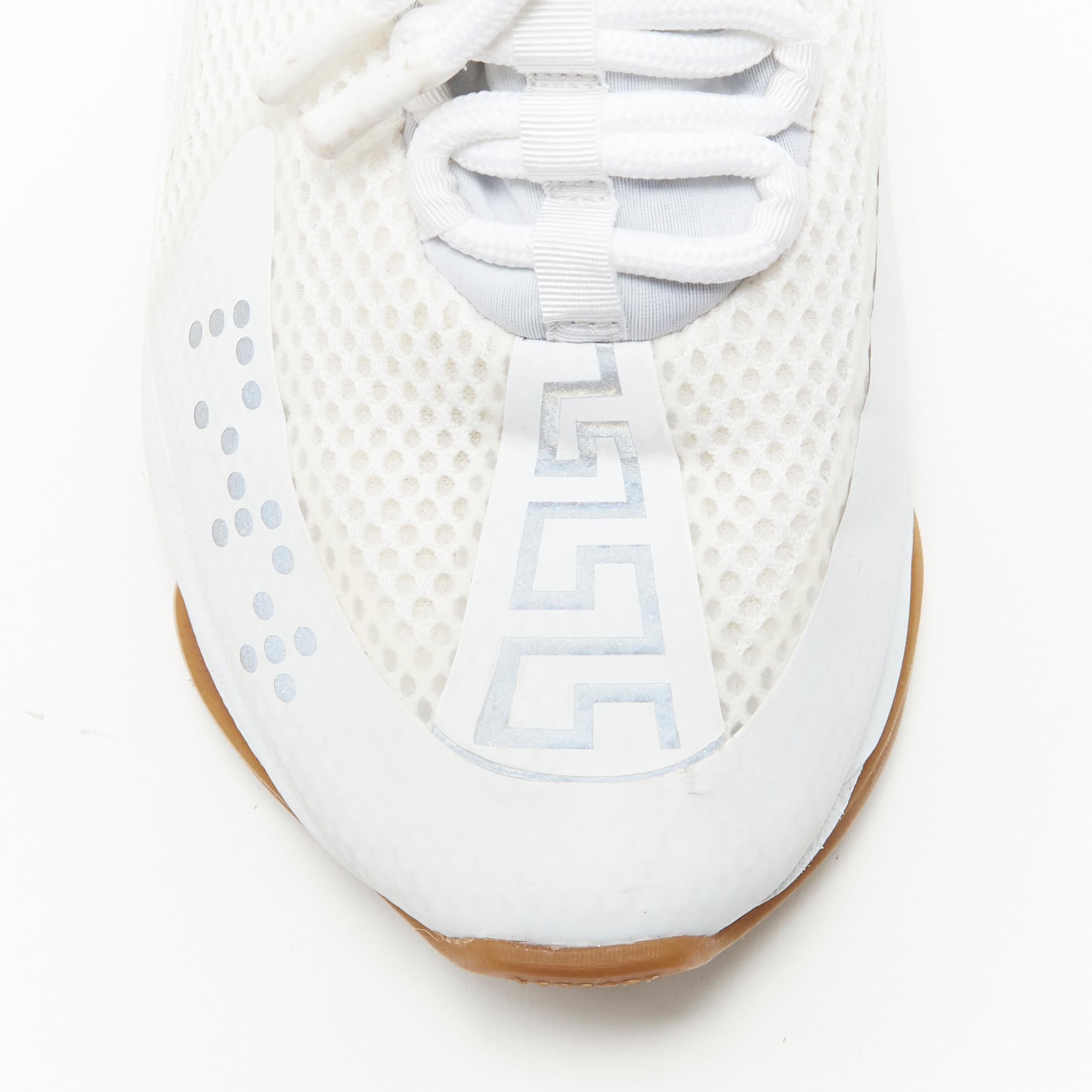 VERSACE Cross Chainer white mesh suede greca tab gum chain sole sneaker EU39 1