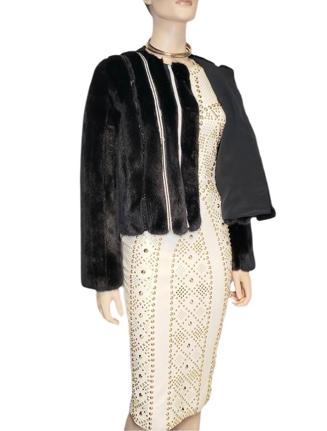 Versace Cryslal, giacca in pelliccia di visone nera impreziosita NWT in vendita 1
