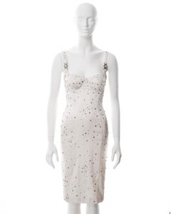 Versace crystal embellished ivory silk evening dress, ss 2005