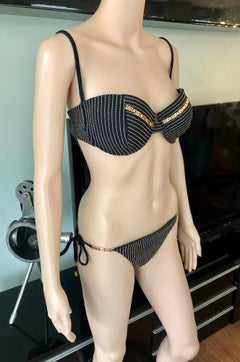 Versace Crystal Embellished Two-Piece Bikini Set Swimsuit Swimwear