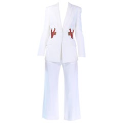 Versace Crystal embellished white silk pant suit Look #36, S/S 2015 Look #36