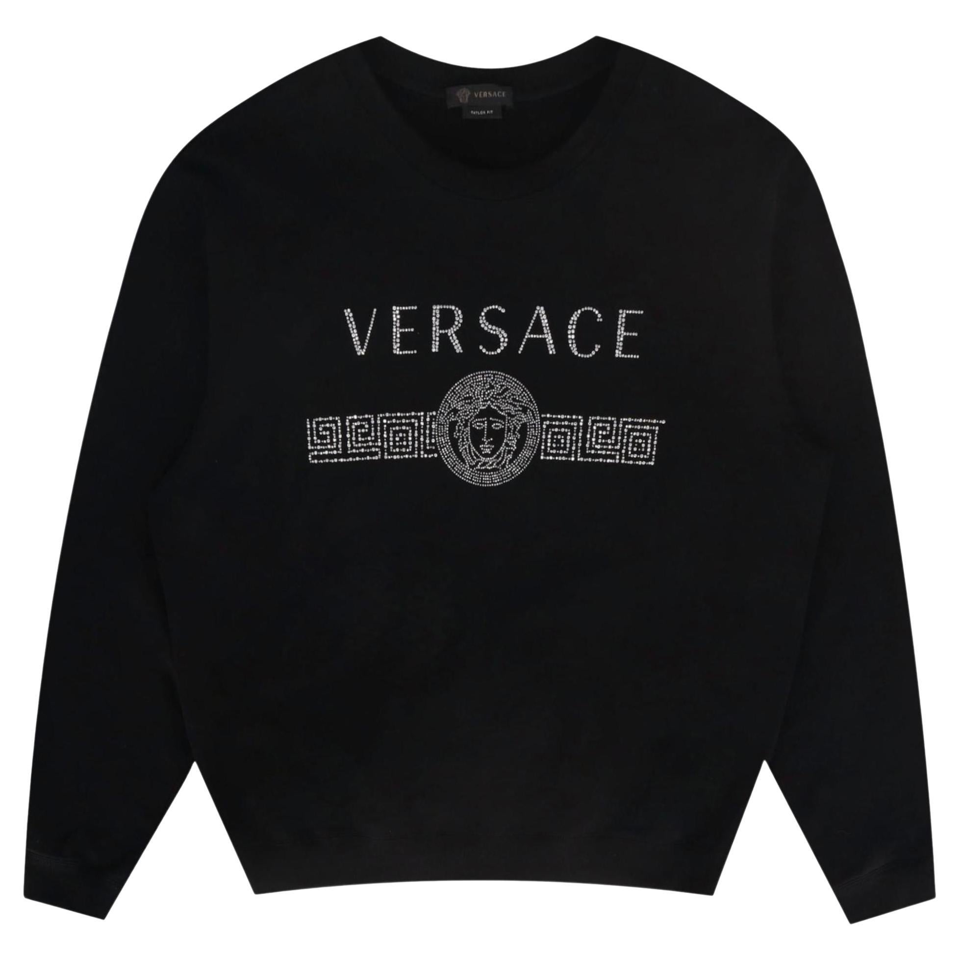 Versace Crystal Medusa Logo Cotton Sweatshirt For Sale