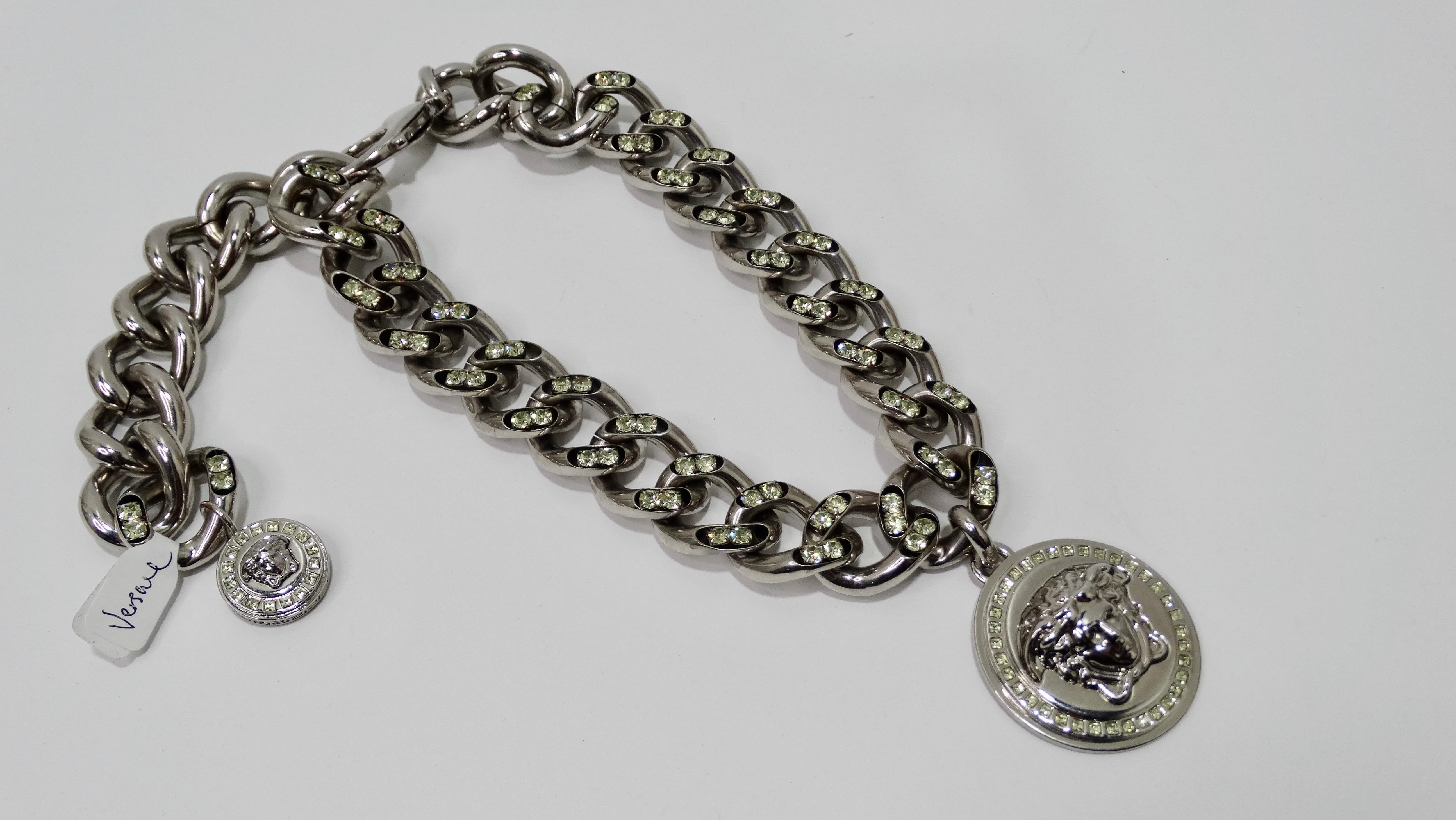 Versace Crystal Medusa Pendant Necklace  In Excellent Condition In Scottsdale, AZ