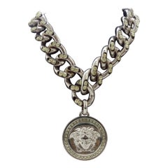 Versace Crystal Medusa Pendant Necklace