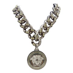 Versace Crystal Medusa Pendant Necklace 