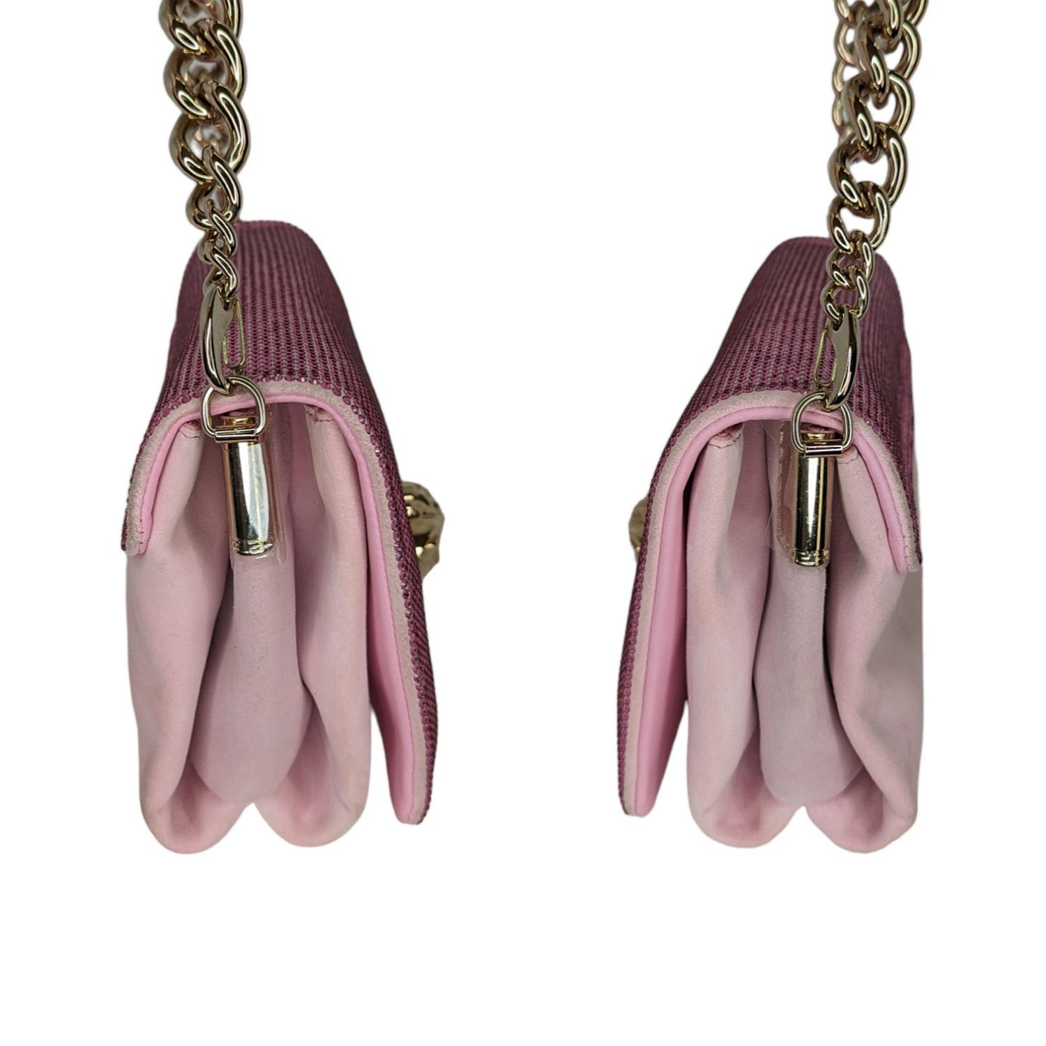 Versace Crystal Palazzo Sultan Pink Chain Shoulder Bag 1