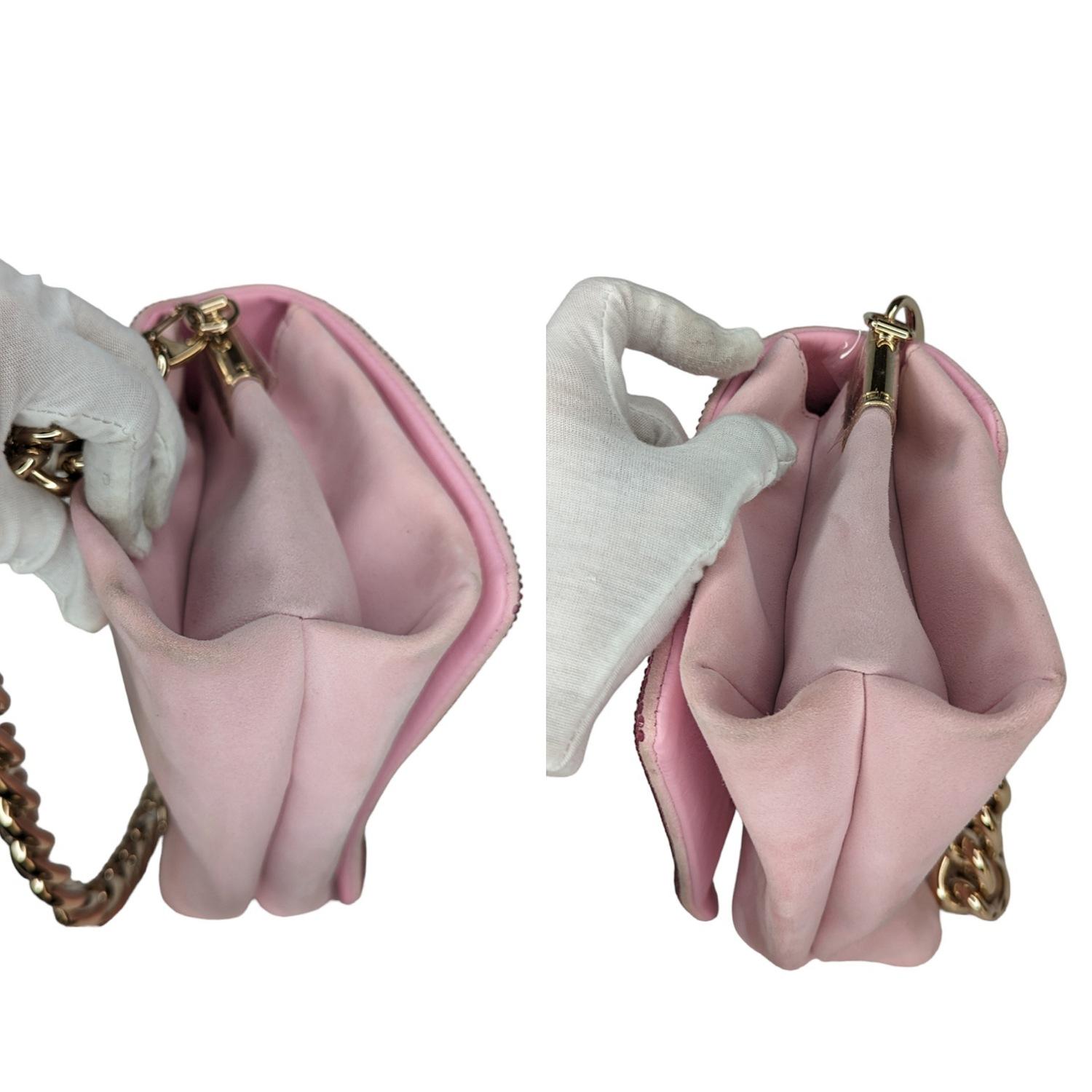 Versace Crystal Palazzo Sultan Pink Chain Shoulder Bag 2