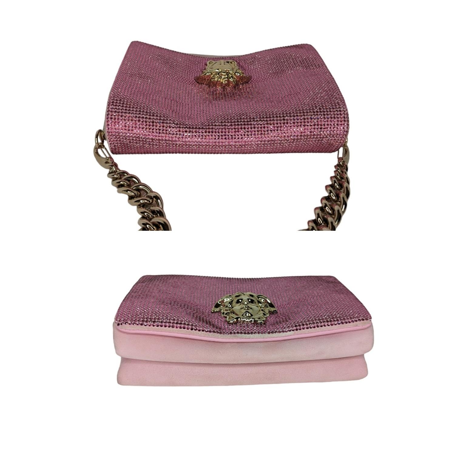 Versace Crystal Palazzo Sultan Pink Chain Shoulder Bag 3