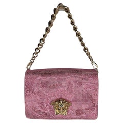 Versace - Sac à bandoulière Palazzo Sultan en cristal et chaîne rose