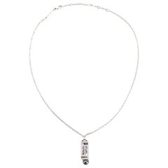 Versace Cube Necklace Diamond Embellished 18 Karat White Gold and Pearls