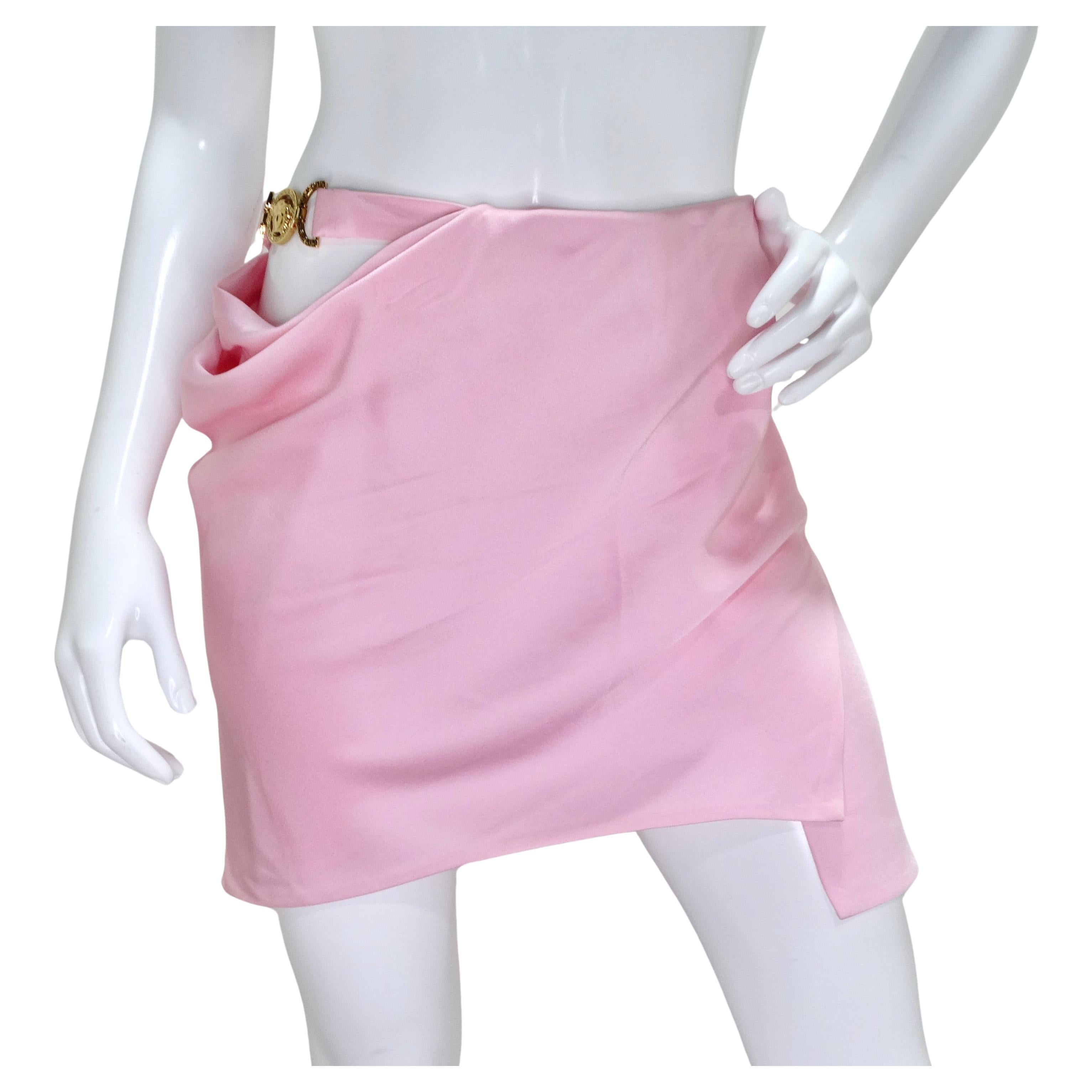 Versace Cut Mini Skirt Light Pink For Sale