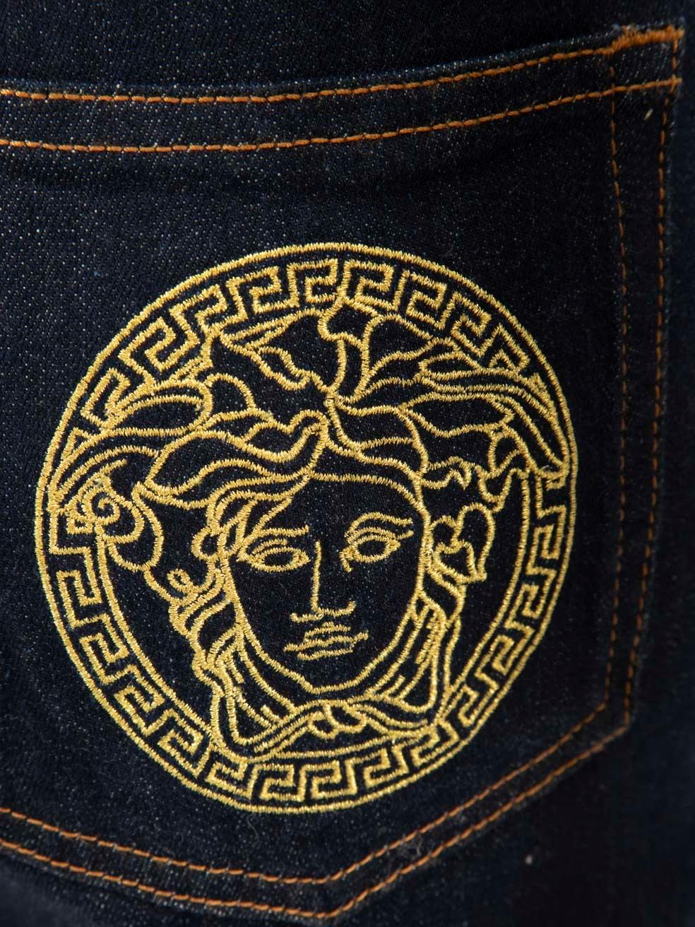 Women's Versace Dark Blue Denim Mini Shorts Size M