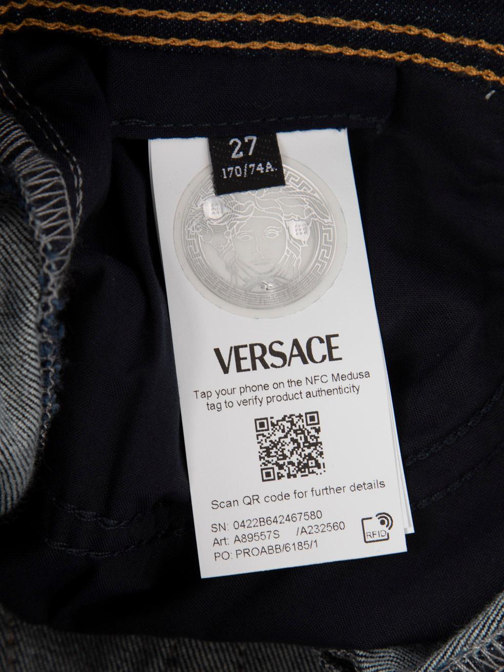 Versace Dark Blue Denim Mini Shorts Size M 2
