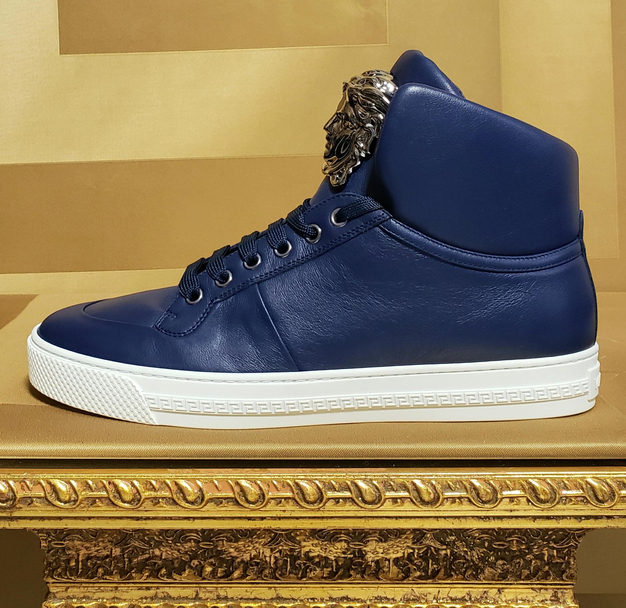 navy blue versace shoes