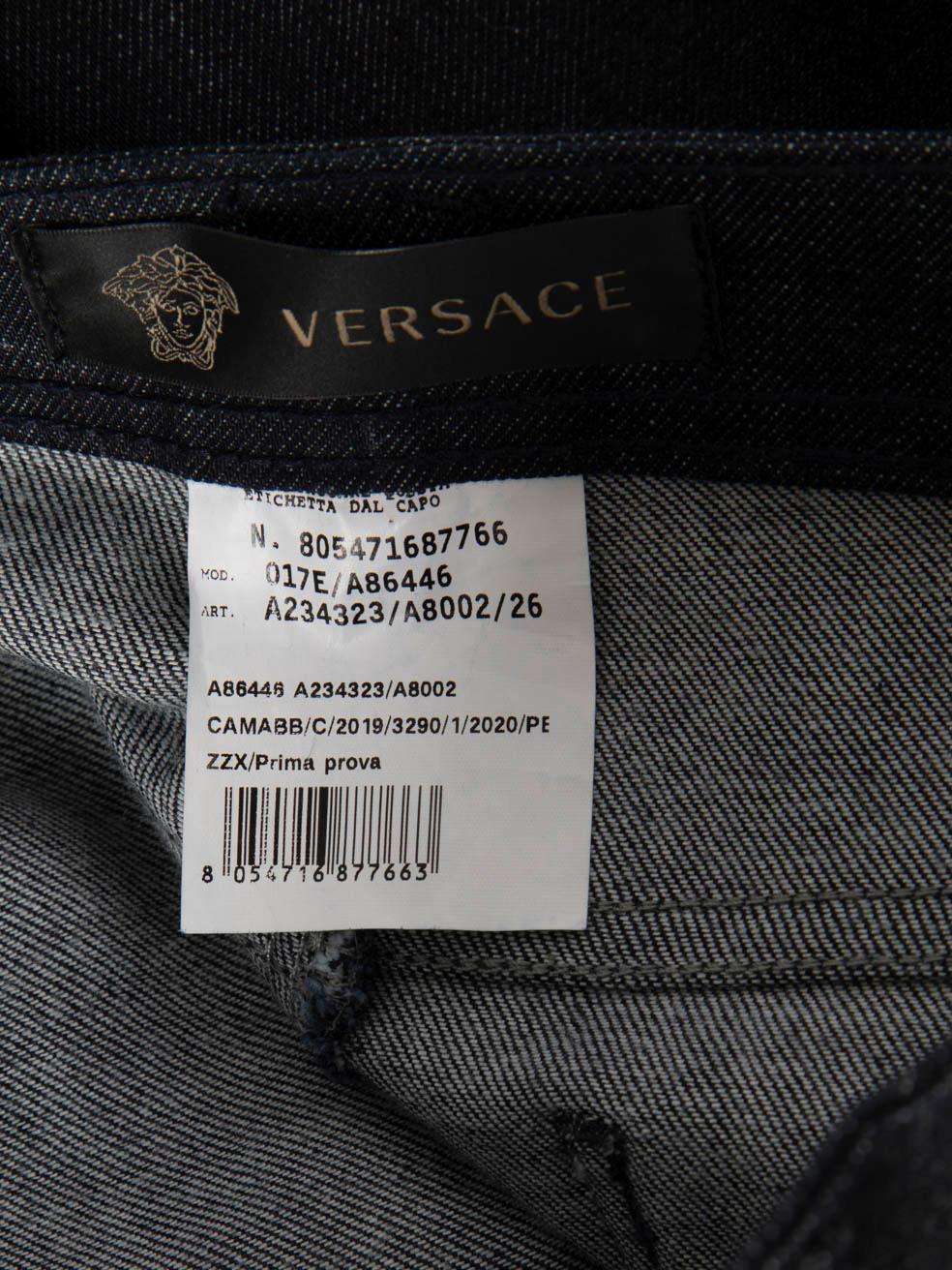 Versace Dark Blue Straight Leg Jeans Size S For Sale 1