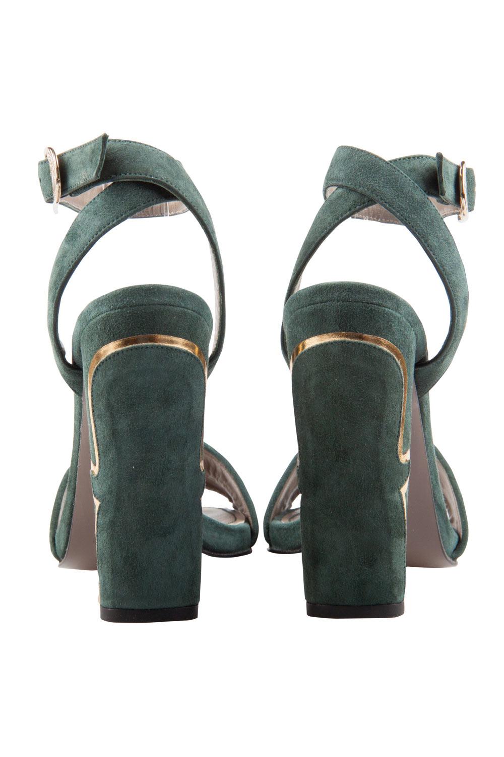 Black Versace Dark Green And Gold Suede Ankle Strap Sandals Size 37