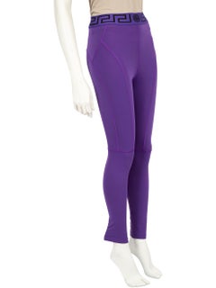 Versace - Leggings da ginnastica Greca viola orchidea scura taglia S