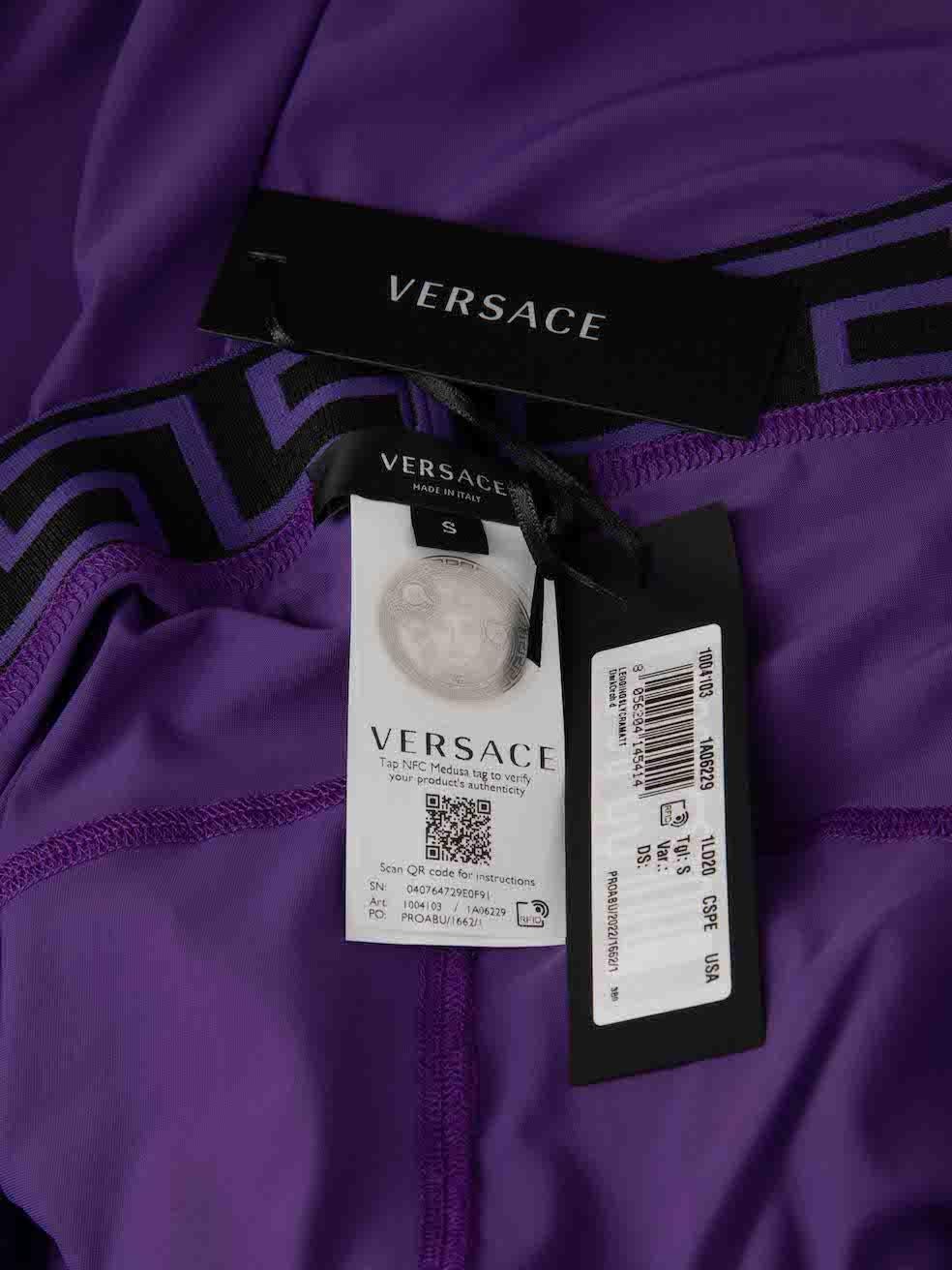Versace Dark Orchid Purple Greca Gym Leggings Size S For Sale 2