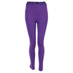 Versace Dark Orchid Purple Greca Gym Leggings Size S