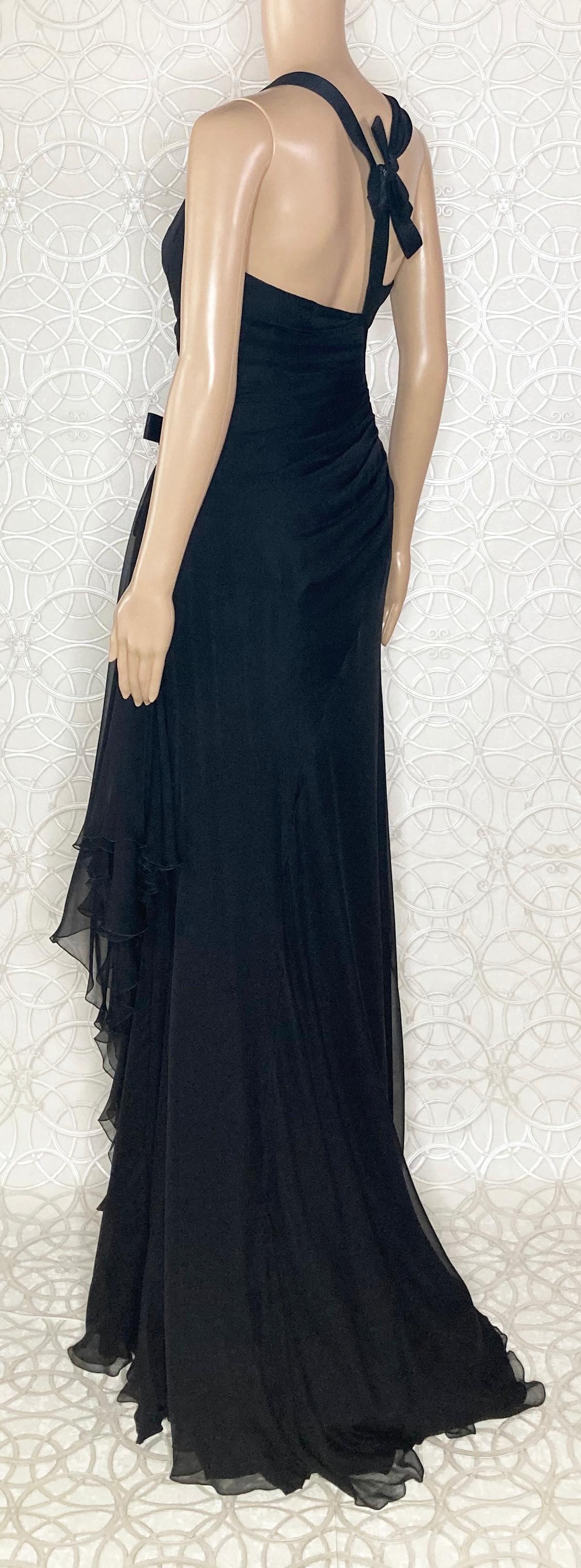 VERSACE BLACK SILK VANITAS DETAIL LONG GOWN Dress 38 -2 5