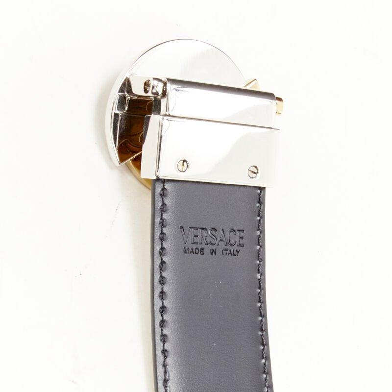 VERSACE Demi Medusa Reversible black white split coin belt 105cm-115cm in vendita 7