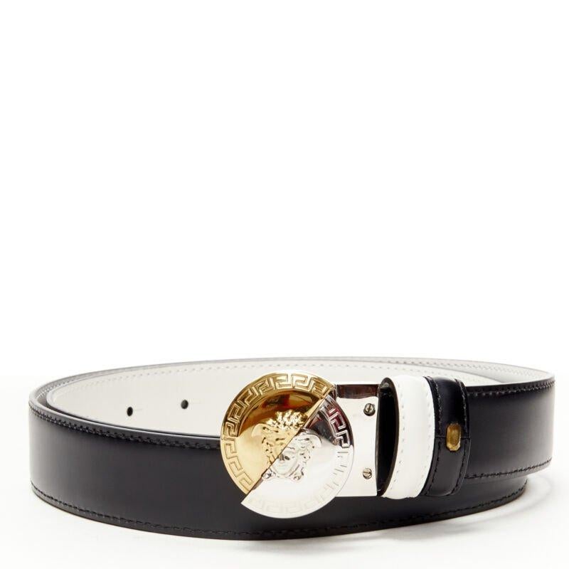 VERSACE Demi Medusa Reversible black white split coin belt 110cm 42-46