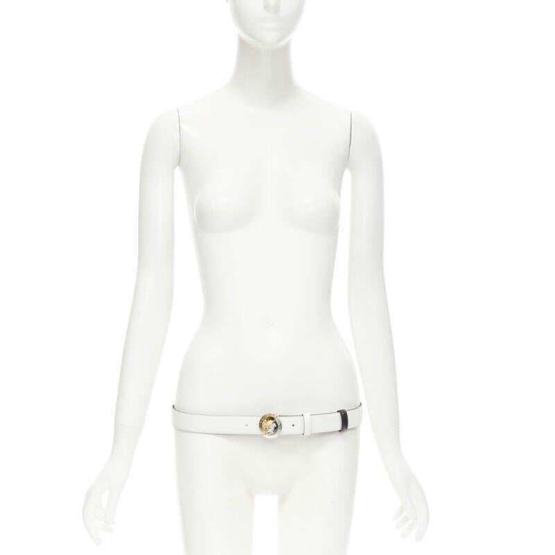 Beige VERSACE Demi Medusa Reversible black white split coin belt 110cm 42-46