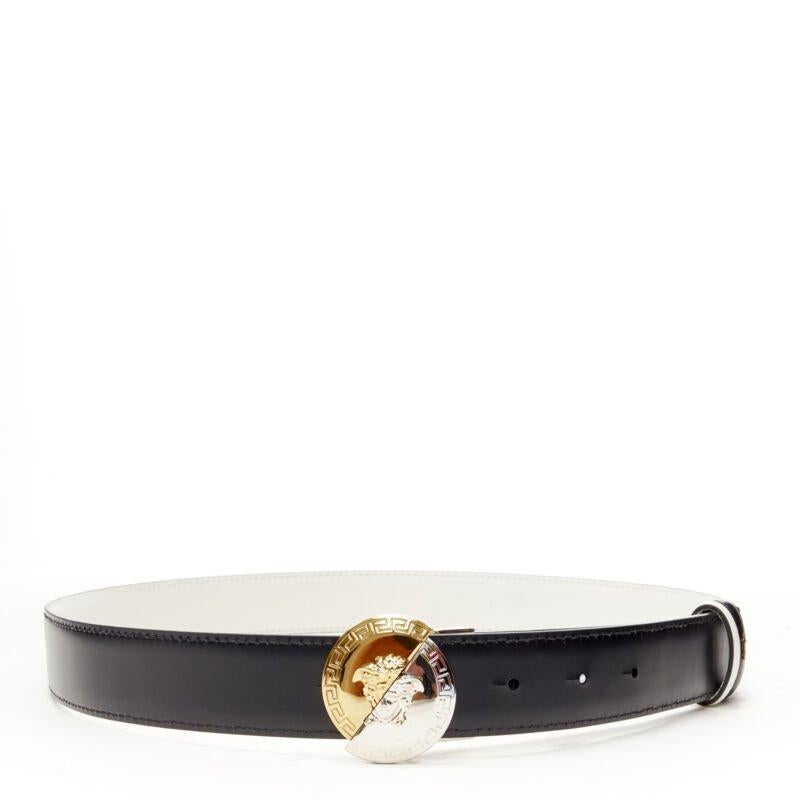 VERSACE Demi Medusa Reversible black white split coin belt 110cm 42-46