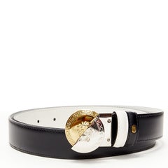 VERSACE Demi Medusa Reversible black white split coin belt 75cm-85cm