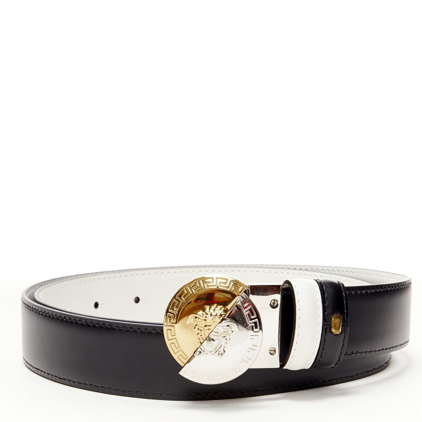 VERSACE Demi Medusa Reversible black white split coin buckle 100cm 38-42