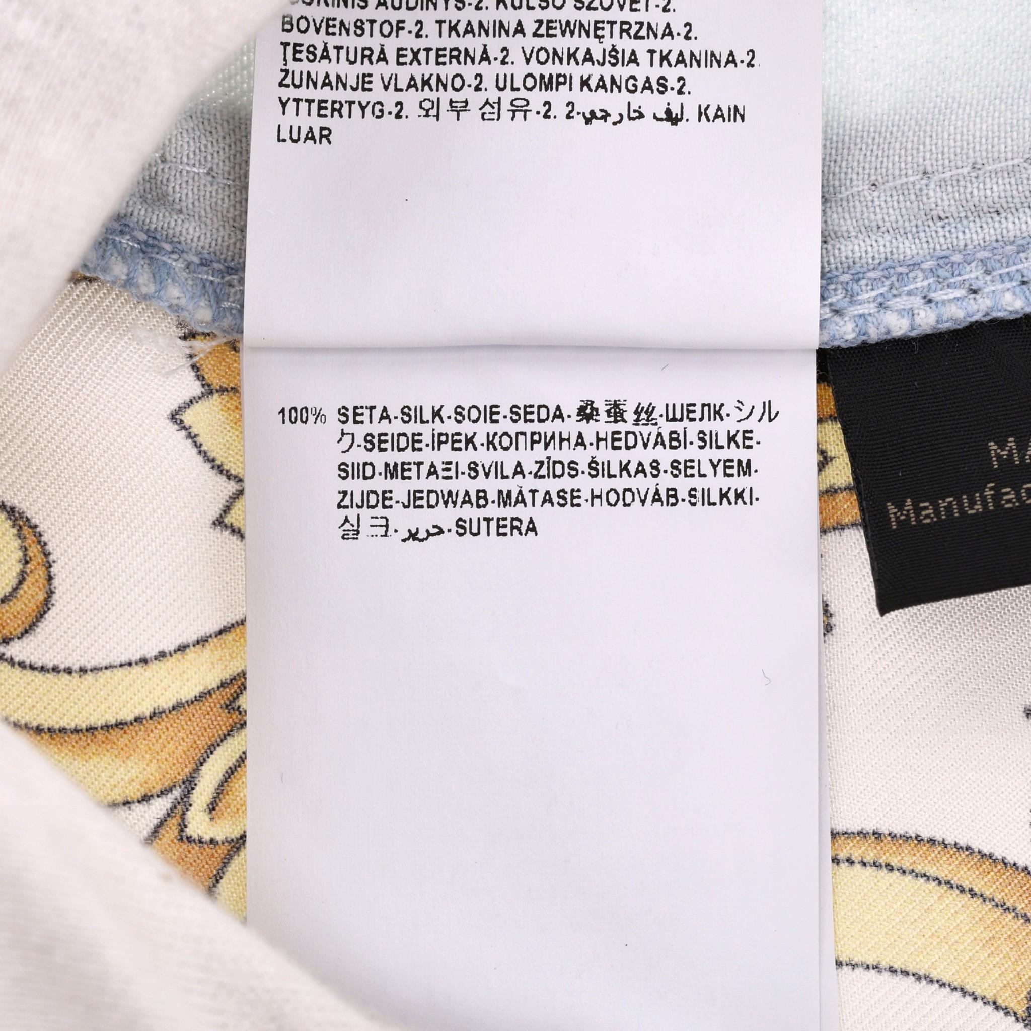 Versace Denim Dress With Silk Swirl Print For Sale 4