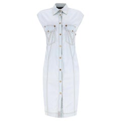 Versace Denim Dress With Silk Swirl Print