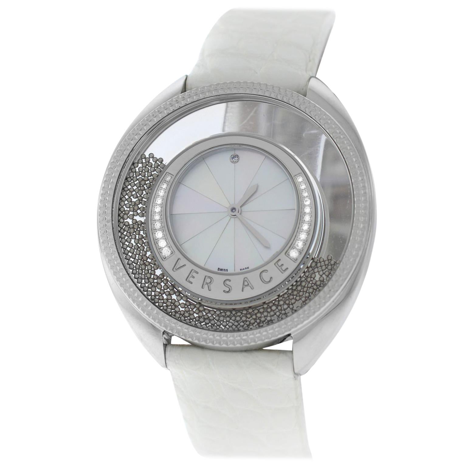 Versace Destiny Spirit Spheres Diamond Mother of Pearl Quartz Watch For Sale