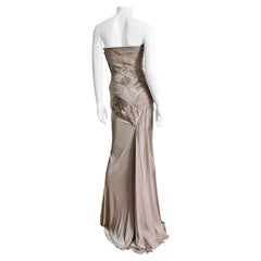Versace Detailed Silk Strapless Gown