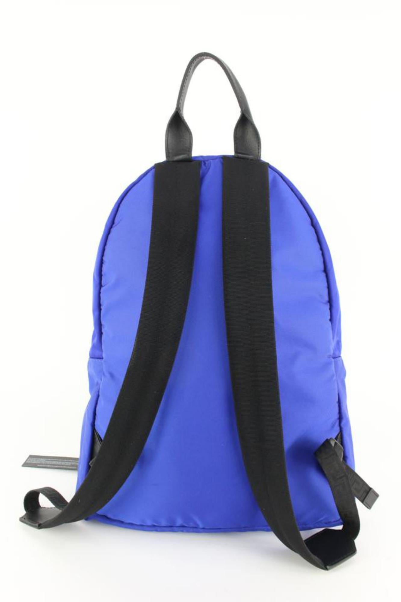 Versace DFZ5350  $975 Blue Zaino Stampa Logo Nylon Backpack Travel Bag 39v54s For Sale 1