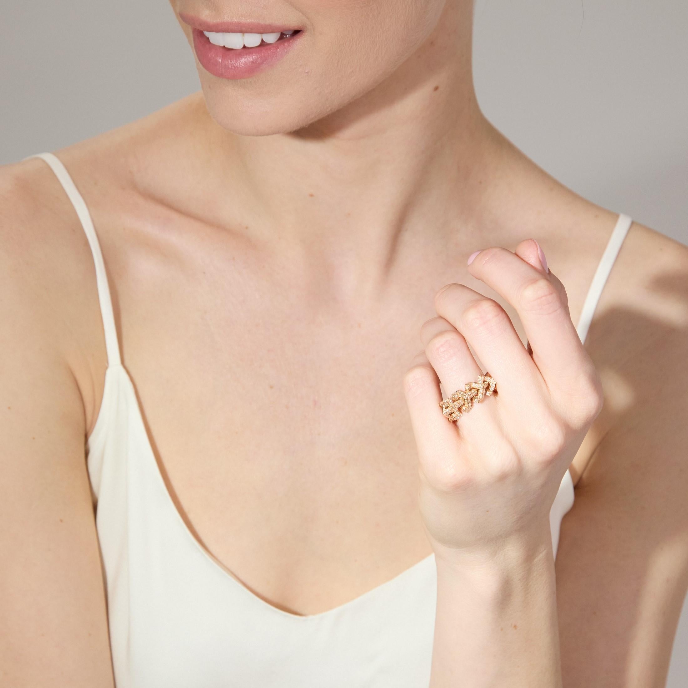 Versace Diamond Band Fashion Ring in 18K Rose Gold For Sale 6