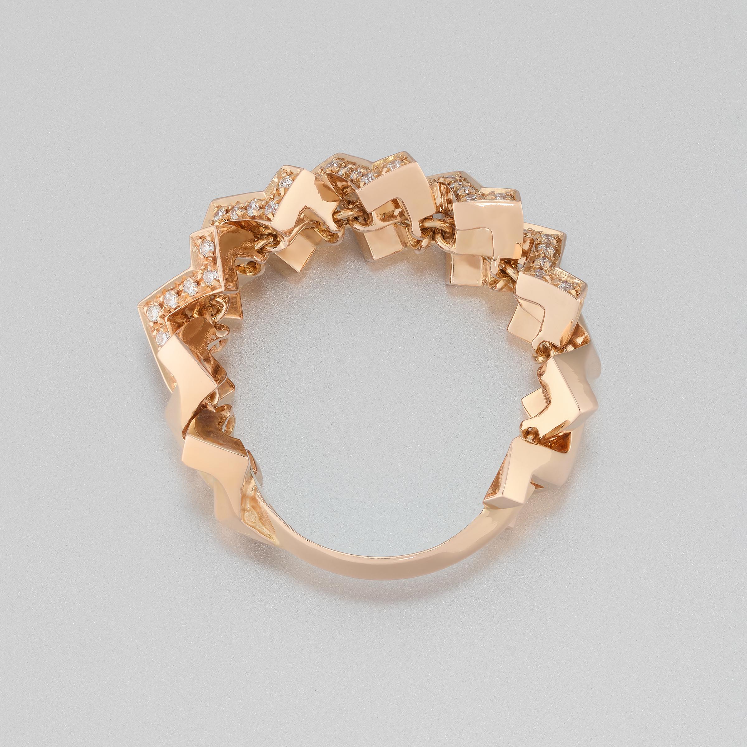 Versace Diamond Band Fashion Ring in 18K Rose Gold In Excellent Condition For Sale In Dallas, TX