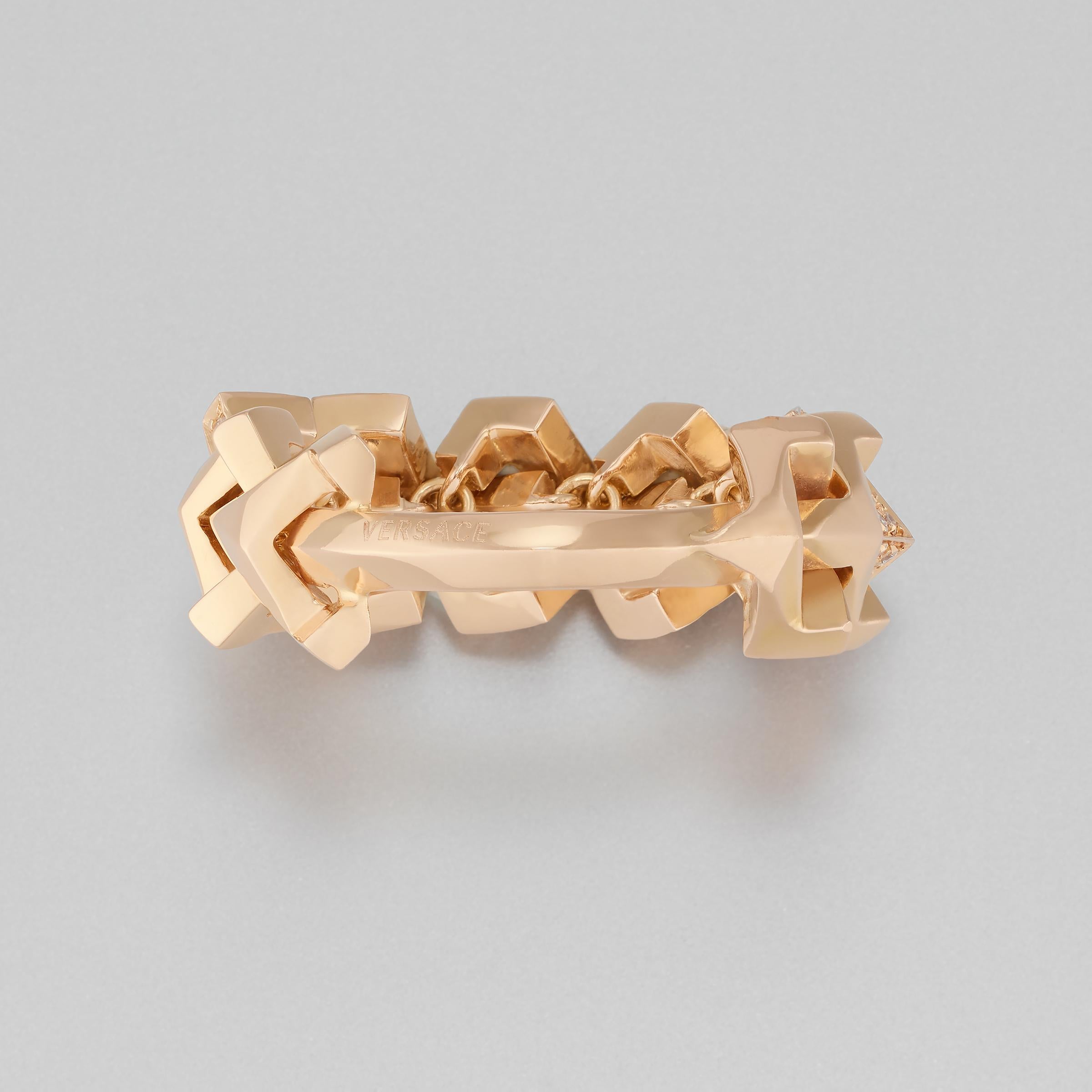 Women's or Men's Versace Diamond Band Fashion Ring in 18K Rose Gold For Sale