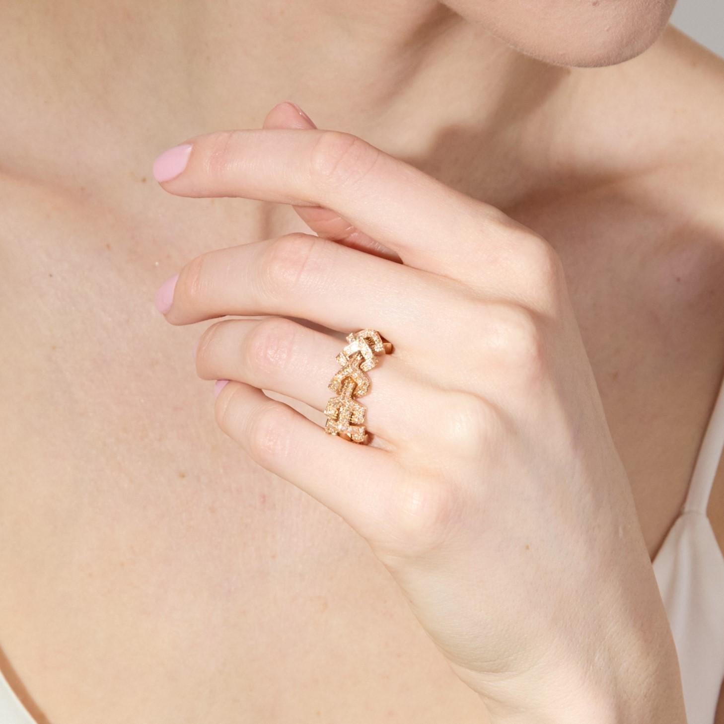 Versace Diamond Band Fashion Ring in 18K Rose Gold For Sale 1