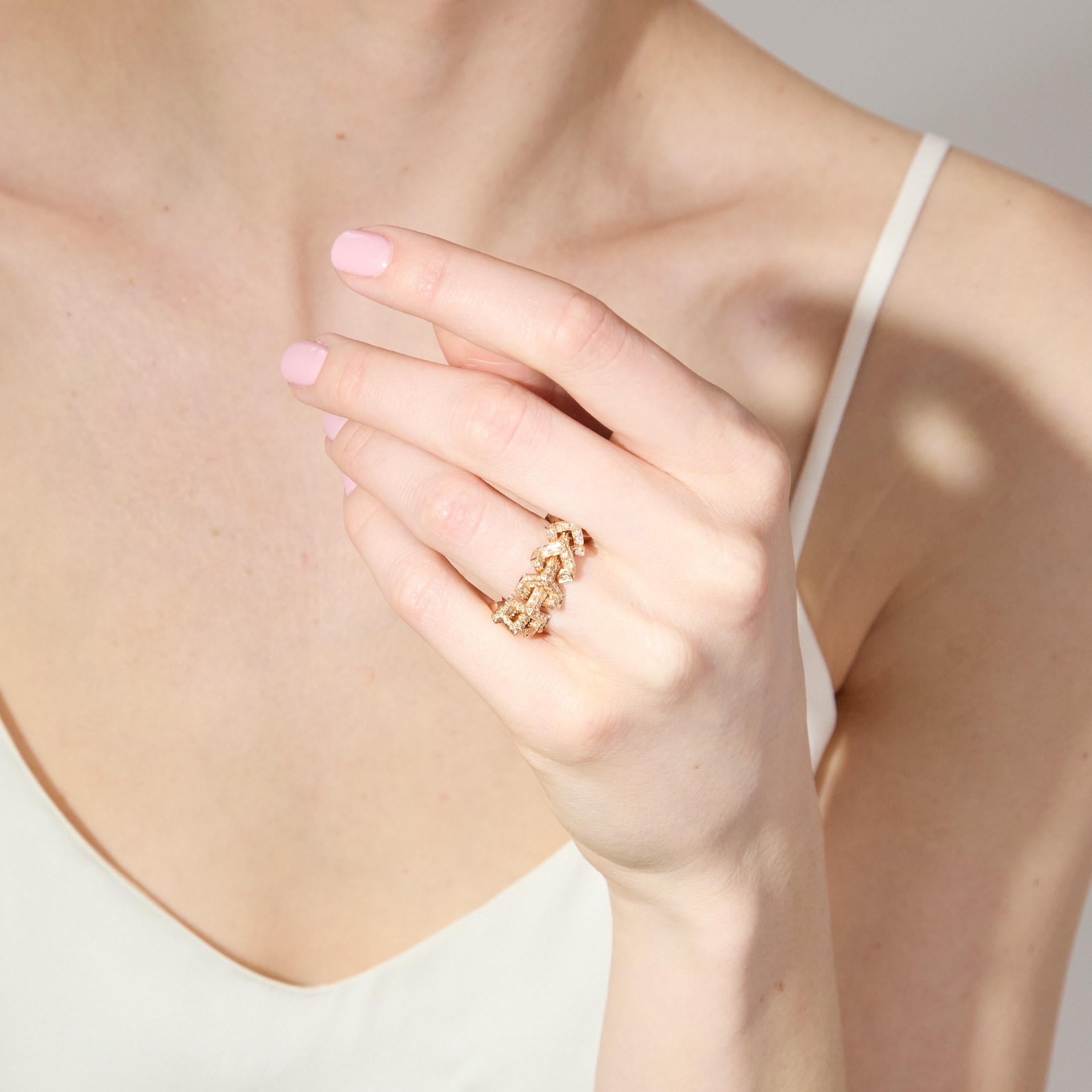 Versace Diamond Band Fashion Ring in 18K Rose Gold For Sale 2