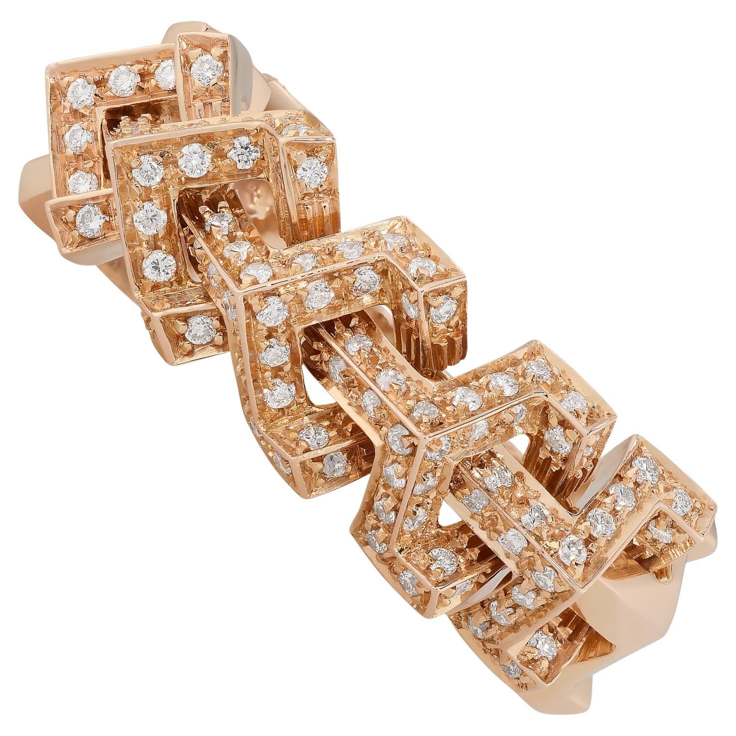 Versace Diamond Band Fashion Ring in 18K Rose Gold