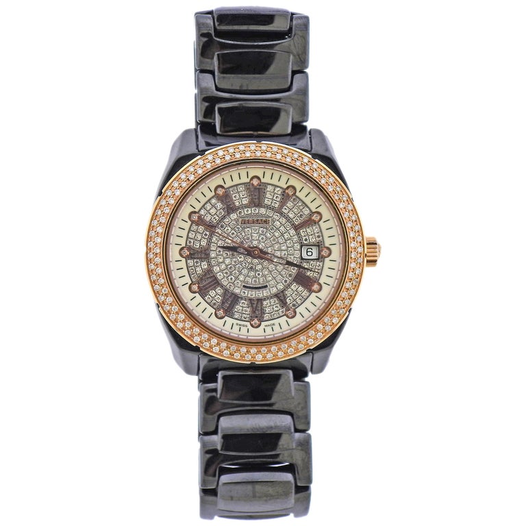 Versace Diamond Ceramic Rose Gold Watch A126122 at 1stDibs versace