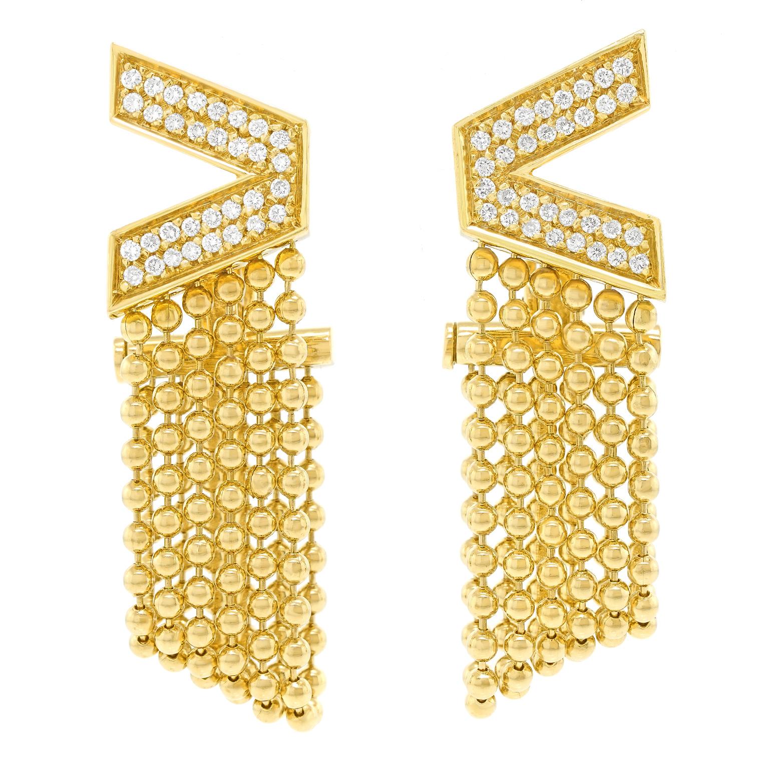 Round Cut Versace Diamond Earrings For Sale