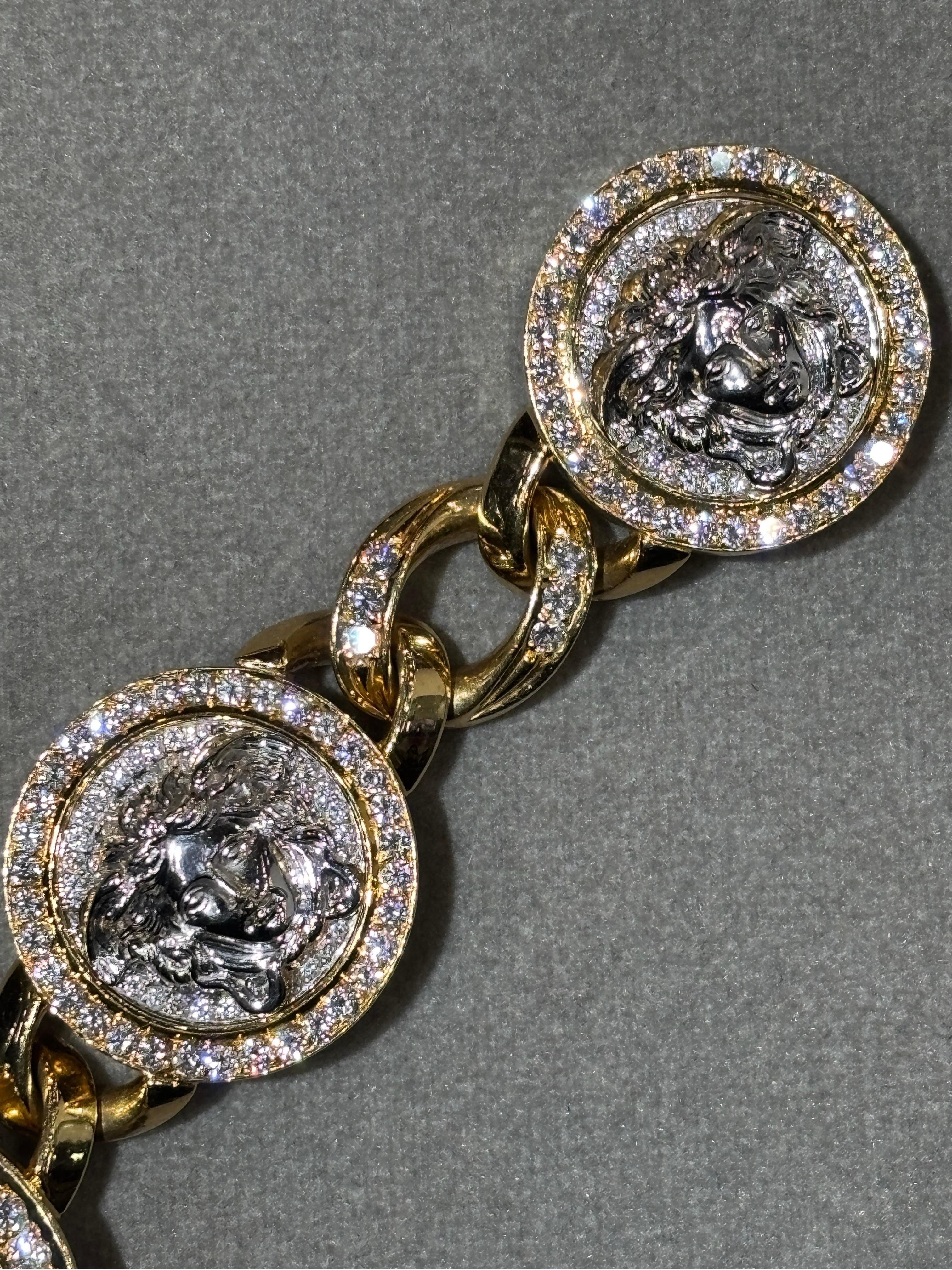 Versace Diamond Link Bracelet and Necklace Set For Sale 5