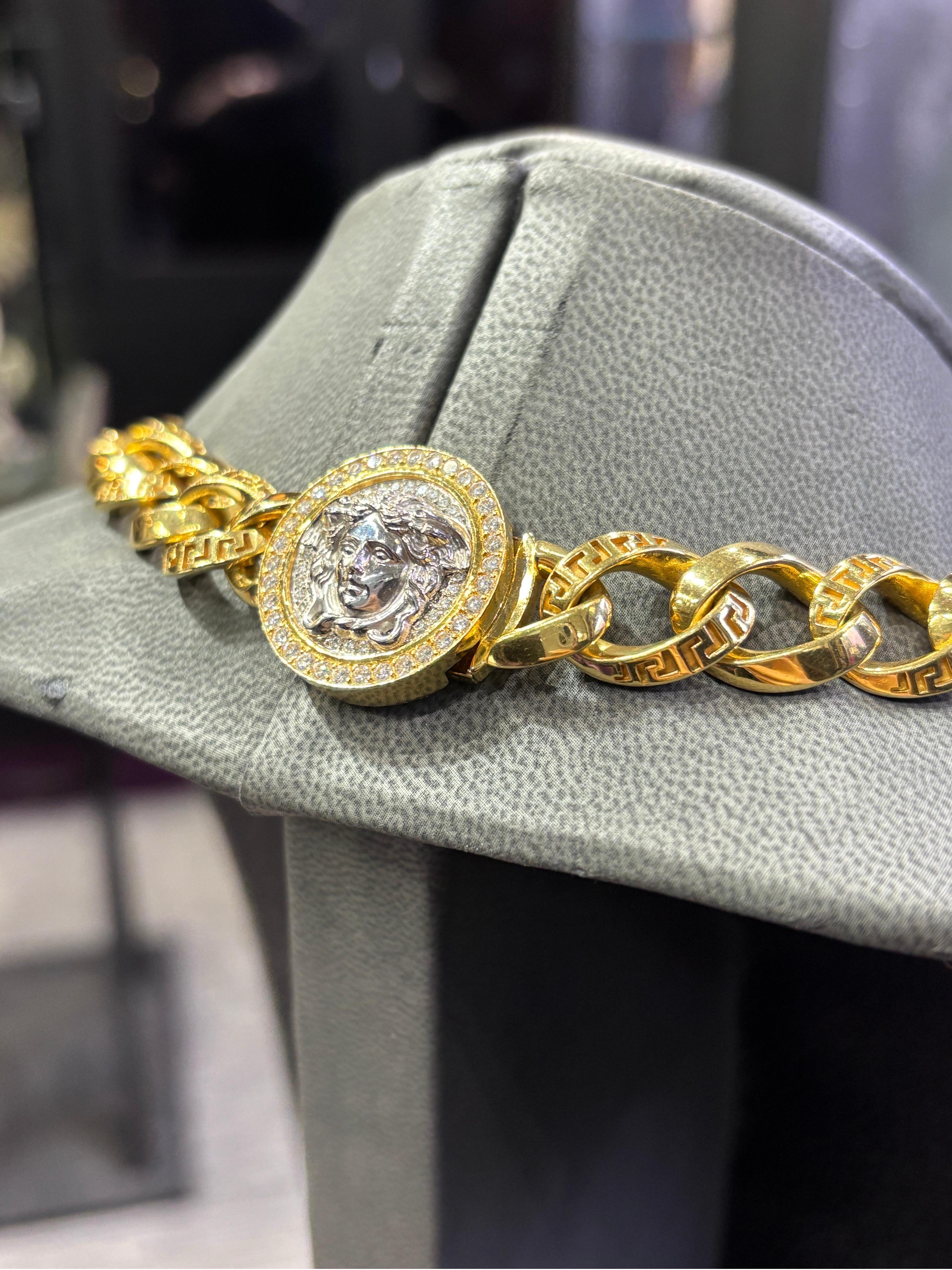 Versace Diamond Link Bracelet and Necklace Set For Sale 9