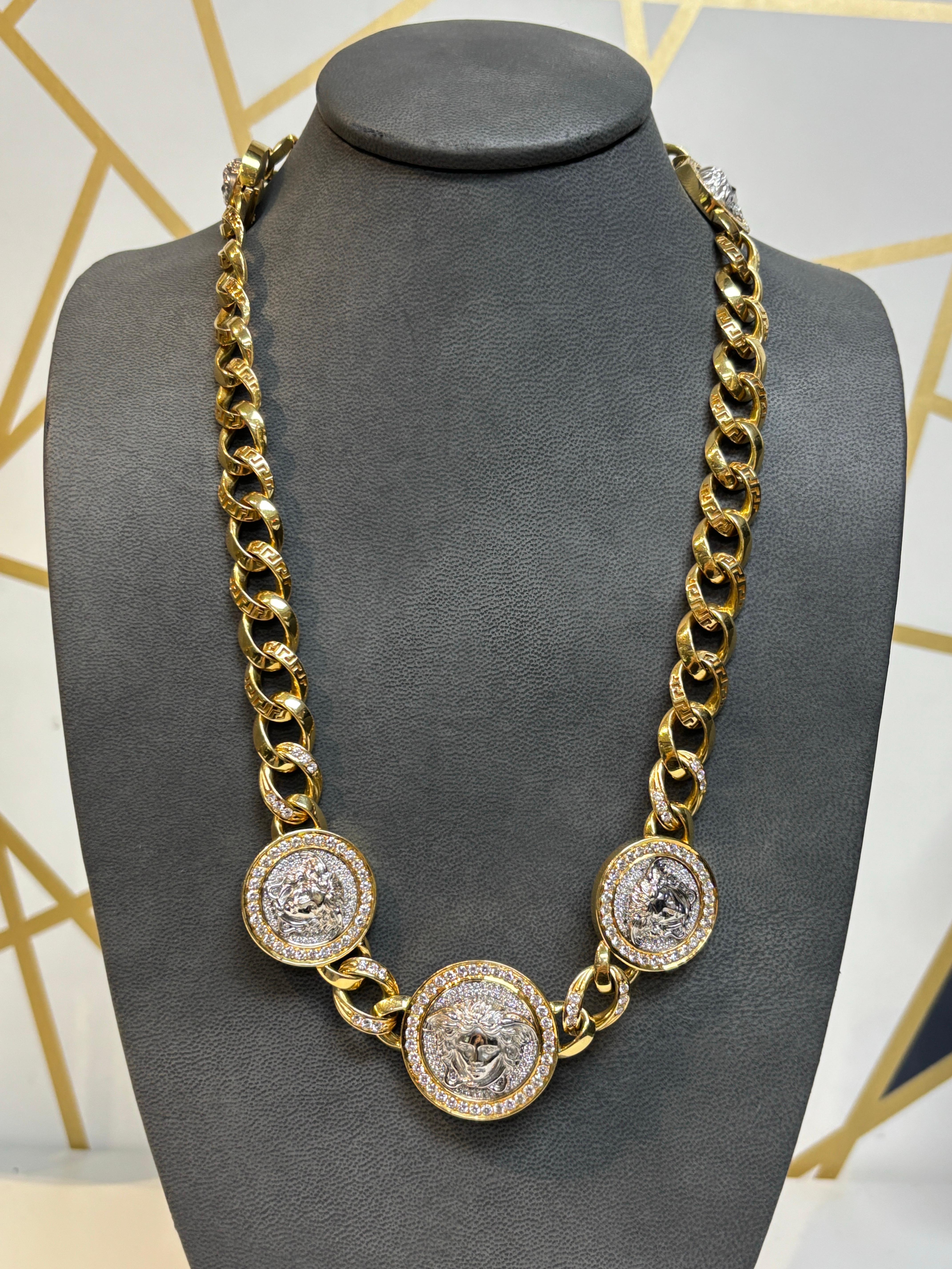Versace Diamond Link Armband und Halskette Set im Angebot 9