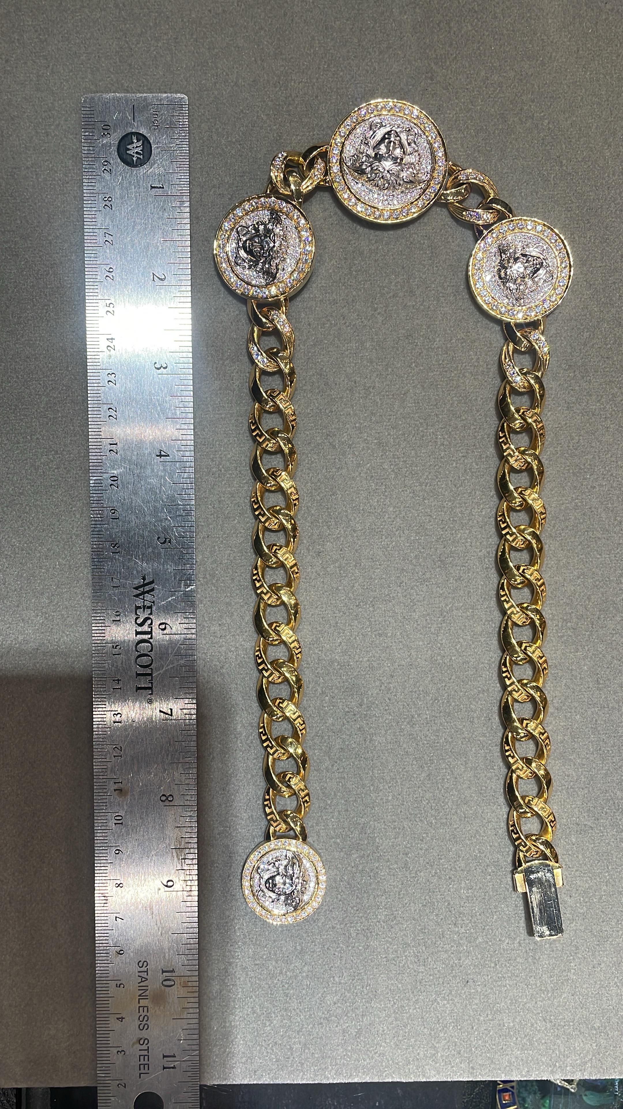 Versace Diamond Link Bracelet and Necklace Set For Sale 10
