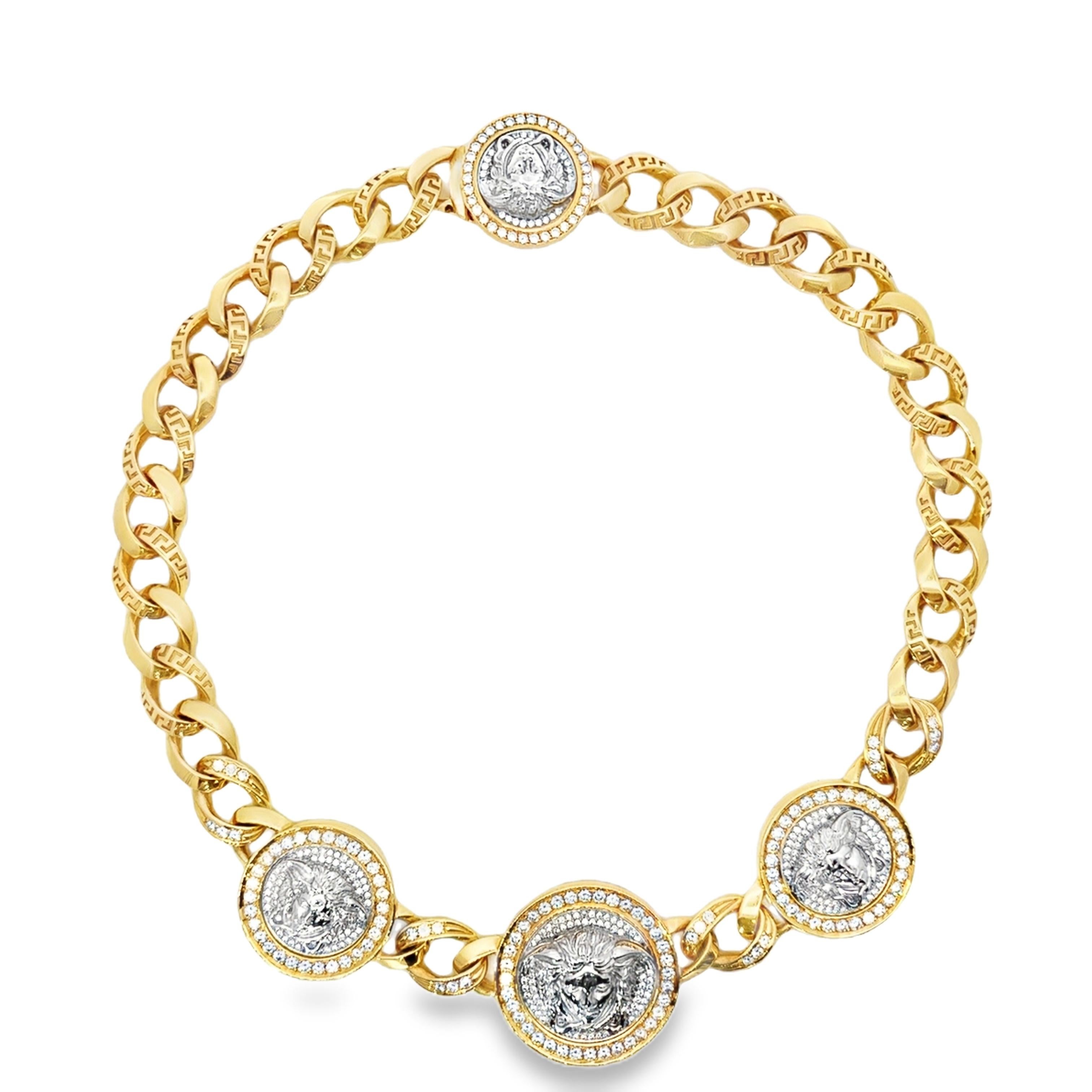 Versace Diamond Link Bracelet and Necklace Set For Sale 12