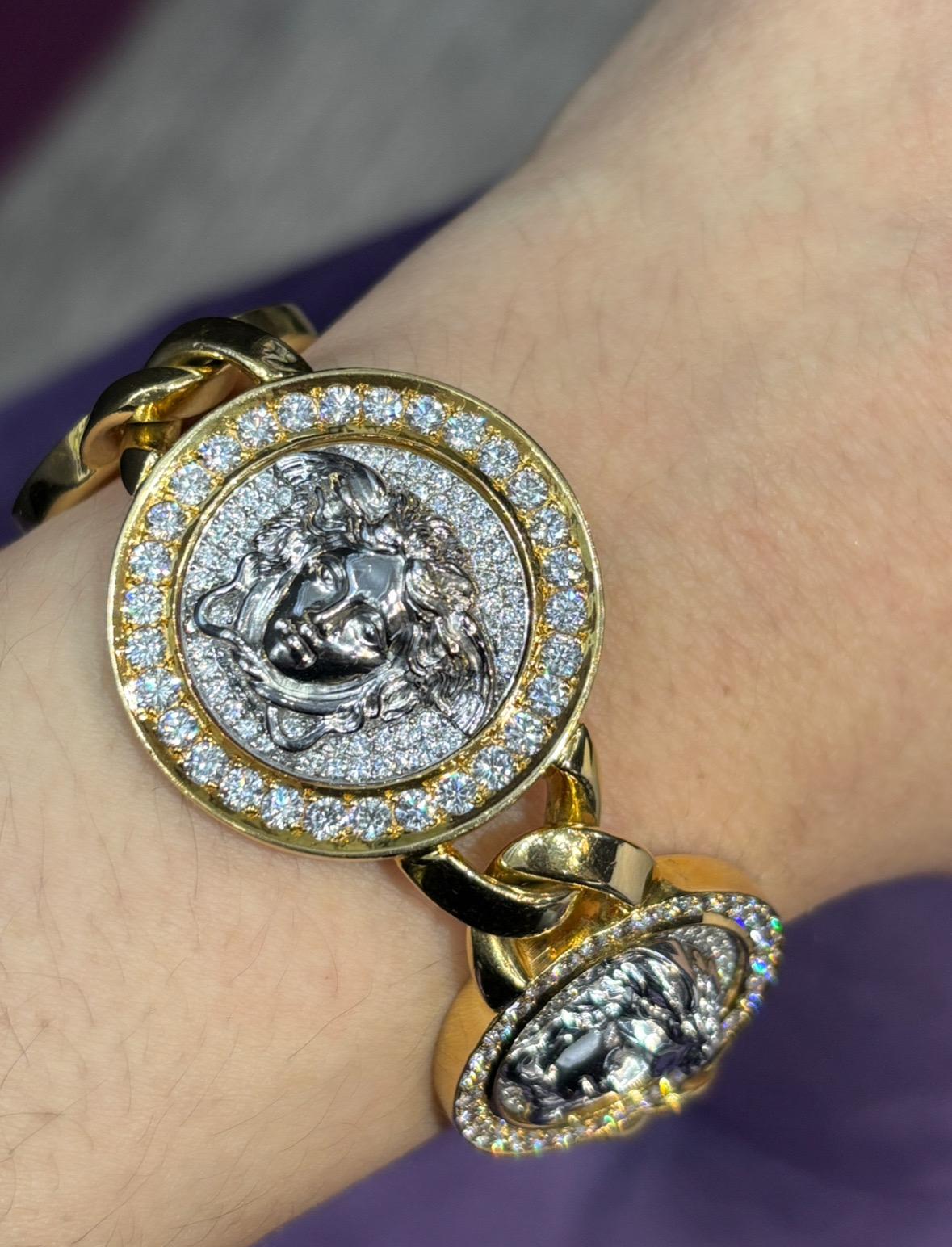 Round Cut Versace Diamond Link Bracelet and Necklace Set For Sale