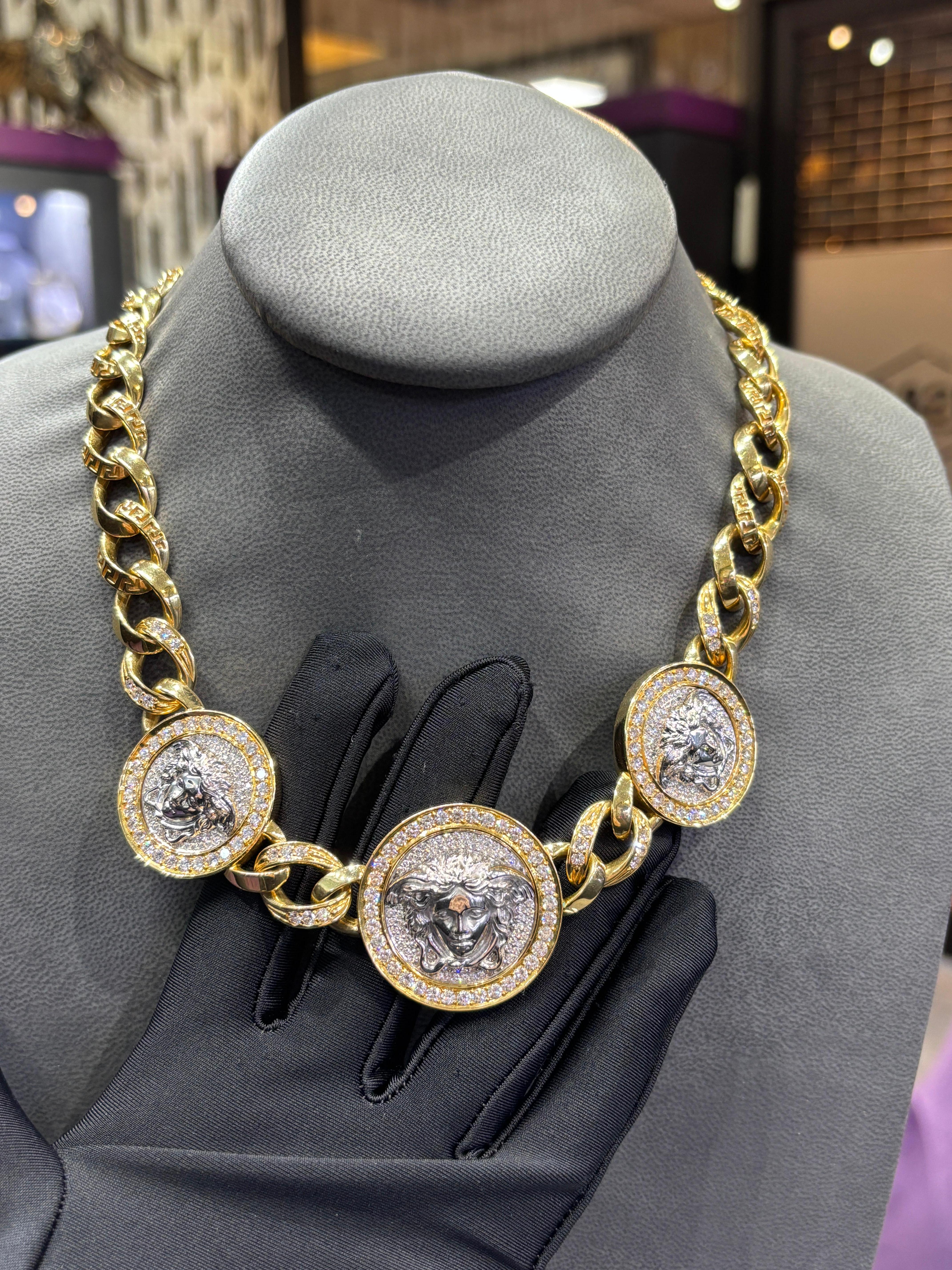 Versace Diamond Link Bracelet and Necklace Set For Sale 1
